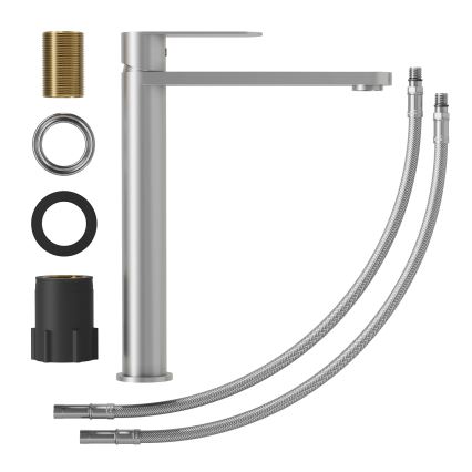 Torneira de lavatório TARNBY 27,3 cm, aço inoxidável escovado