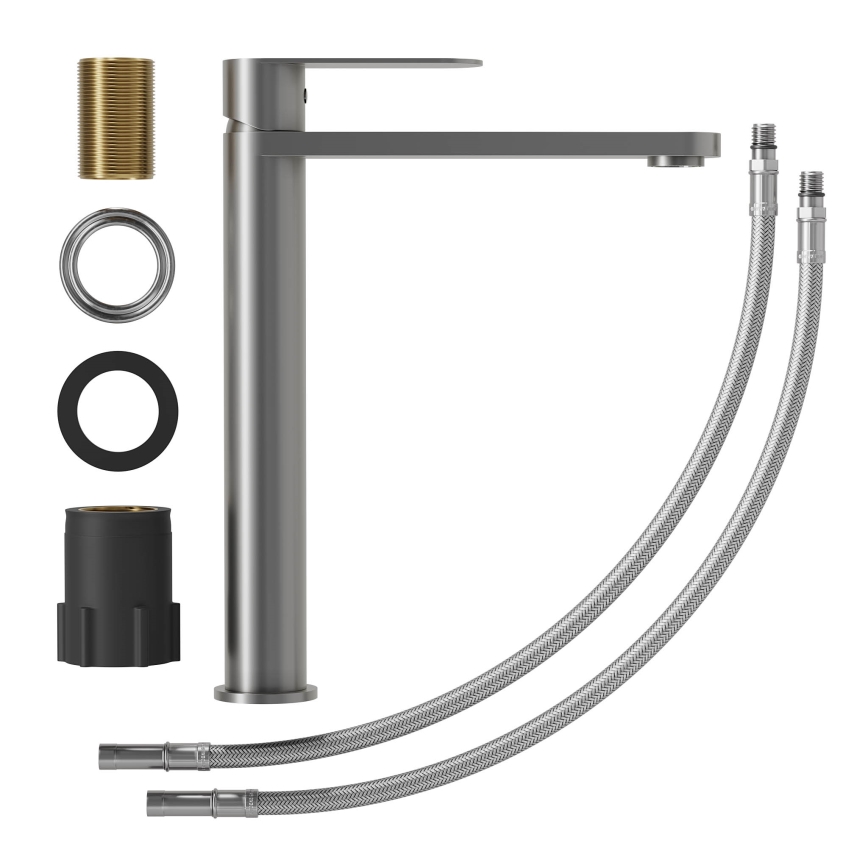 Torneira de lavatório TARNBY 27,3 cm, cinza com acabamento em pó