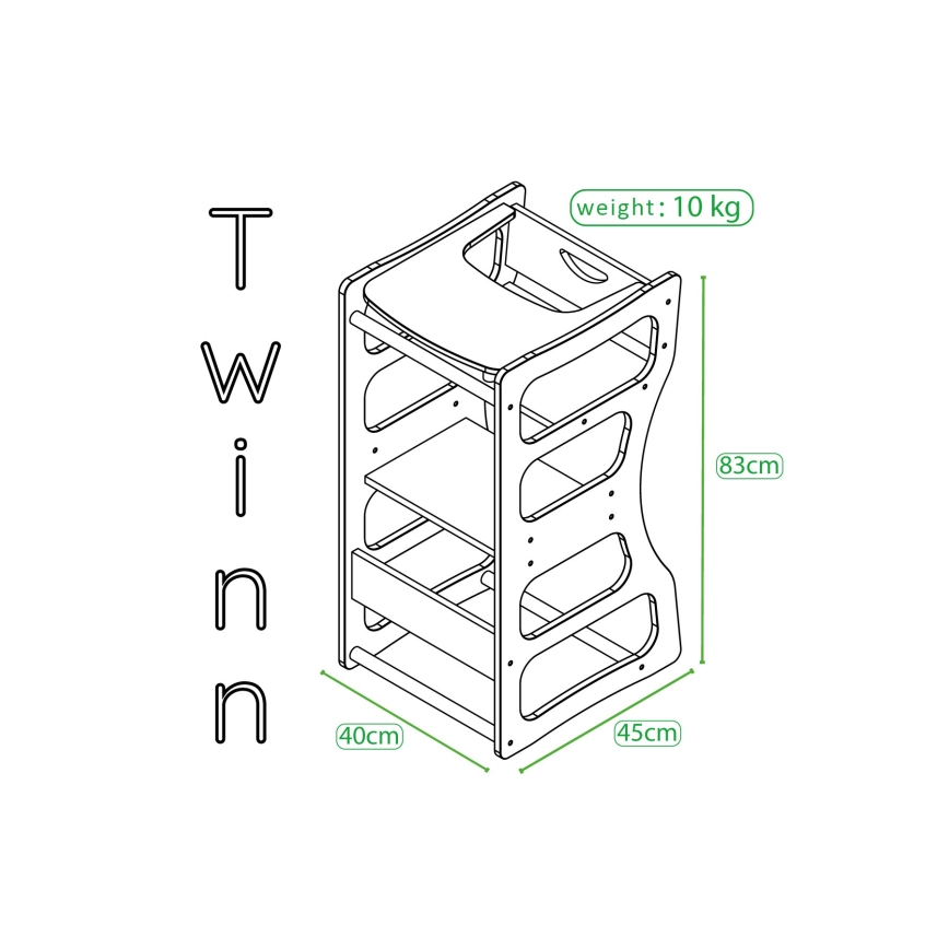 Torre de aprendizagem TWINN 83x45 cm castanha