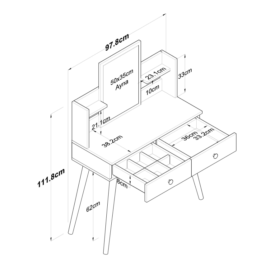 Toucador 111,8x97,8 cm branco