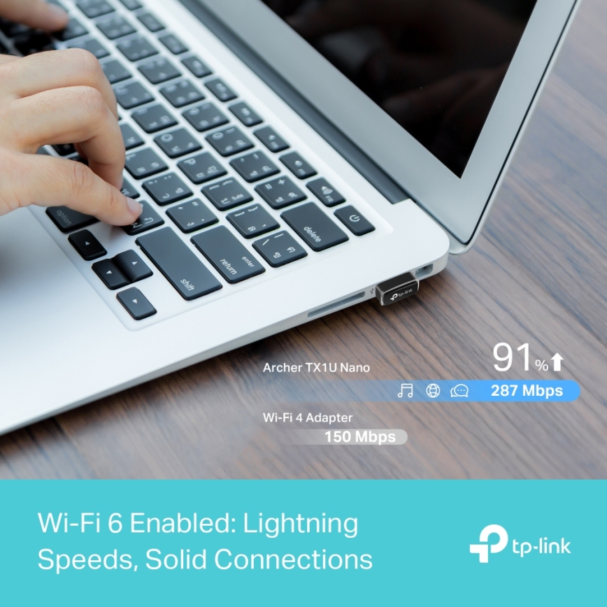 TP-Link - Adaptador USB nano Wi-Fi 6 sem fios Archer TX1U Nano