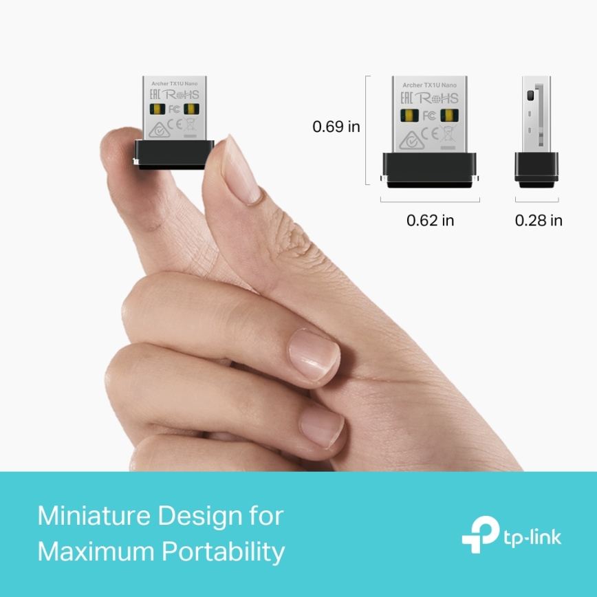 TP-Link - Adaptador USB nano Wi-Fi 6 sem fios Archer TX1U Nano