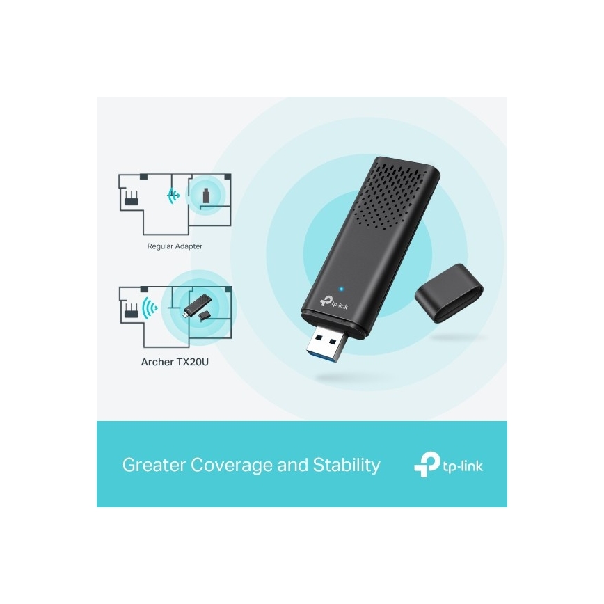 TP-Link - Adaptador USB sem fios de banda dupla com Wi-Fi 6 Archer TX20U