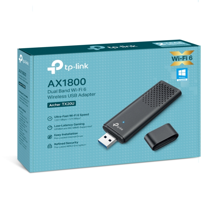 TP-Link - Adaptador USB sem fios de banda dupla com Wi-Fi 6 Archer TX20U