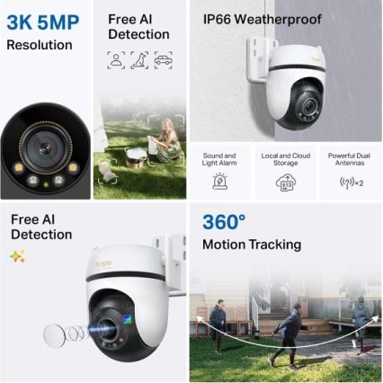 TP-Link - Câmara exterior com sensor, IP66, Wi‑Fi