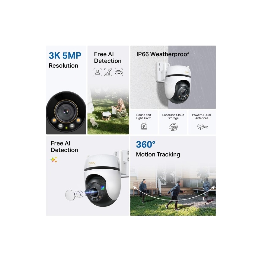 TP-Link - Câmara exterior com sensor, IP66, Wi‑Fi