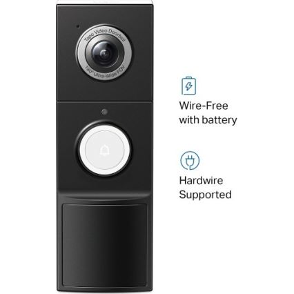 TP-Link - Campainha inteligente com vídeo e sensor 2K, bateria de 10000 mAh, IP66, Wi‑Fi