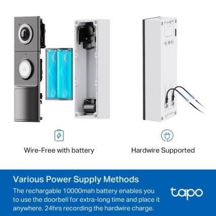 TP-Link - Campainha inteligente com vídeo e sensor 2K, bateria de 10000 mAh, IP66, Wi‑Fi