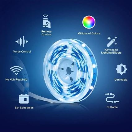 TP-Link - Fita LED RGBW dimerizável 5 m LED/13,5W/230V Wi‑Fi