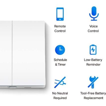 TP-Link - Interruptor de luz inteligente de dois botões 2xAAA