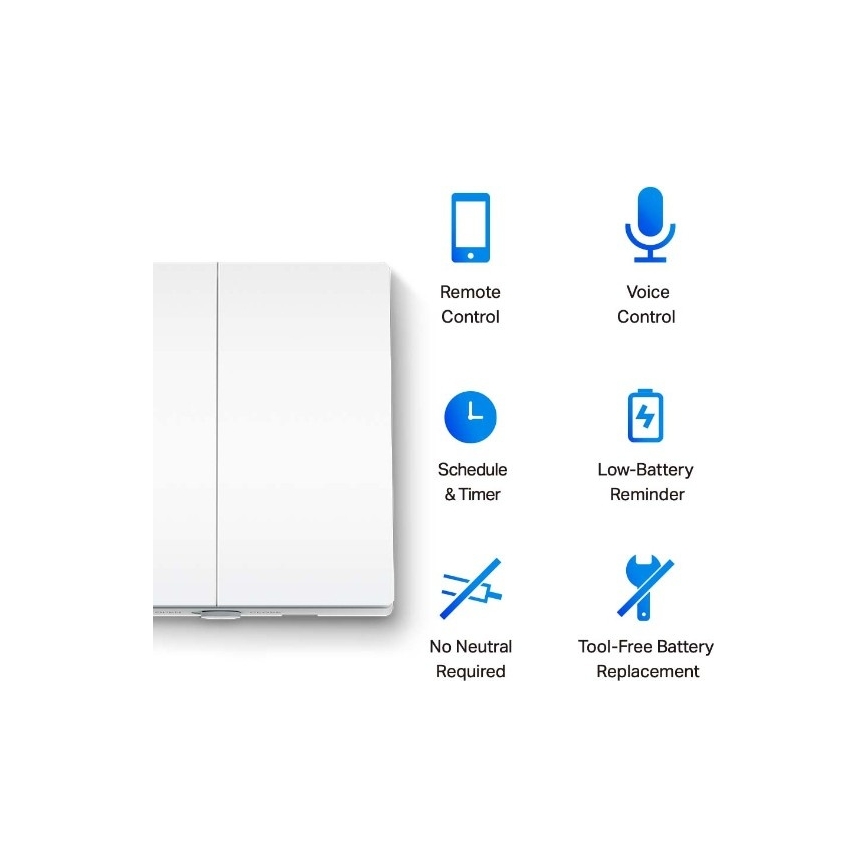 TP-Link - Interruptor de luz inteligente de dois botões 2xAAA