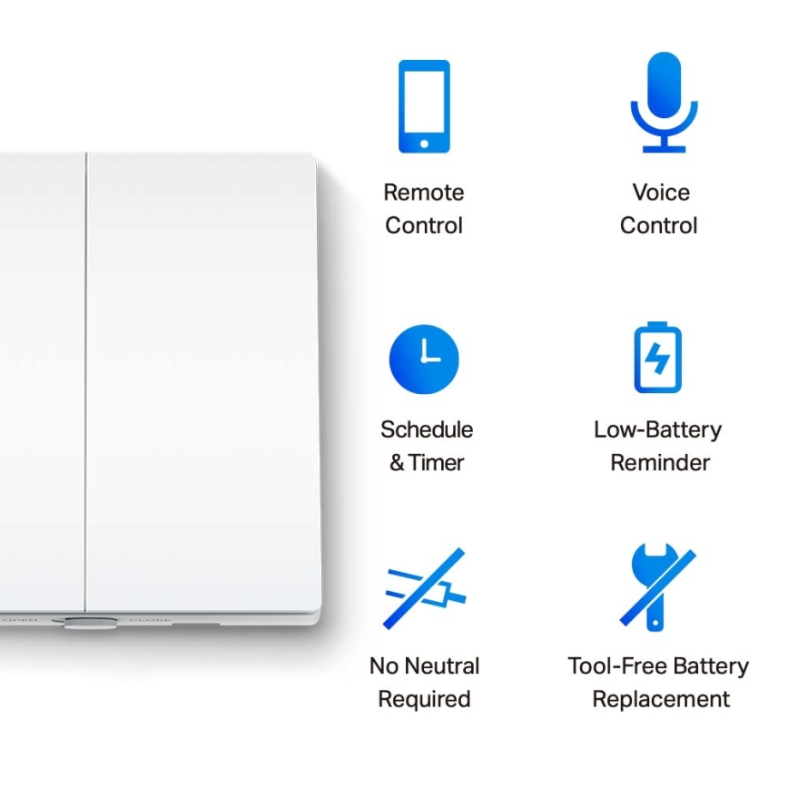 TP-Link - Interruptor de luz inteligente de dois botões 2xAAA Wi-Fi