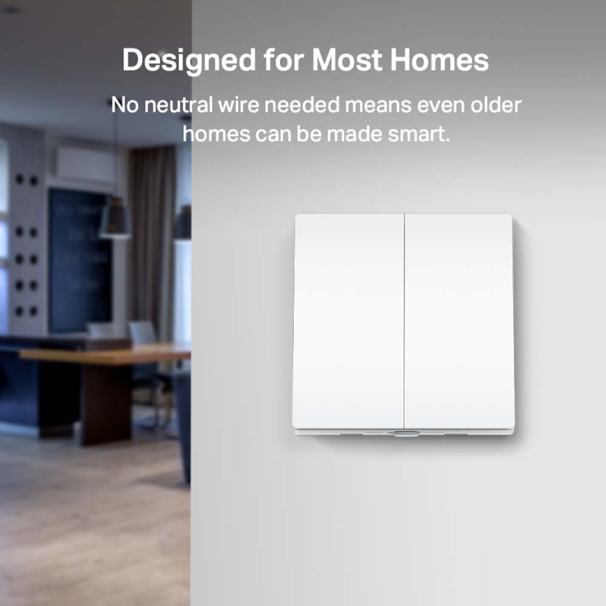 TP-Link - Interruptor de luz inteligente de dois botões 2xAAA Wi-Fi