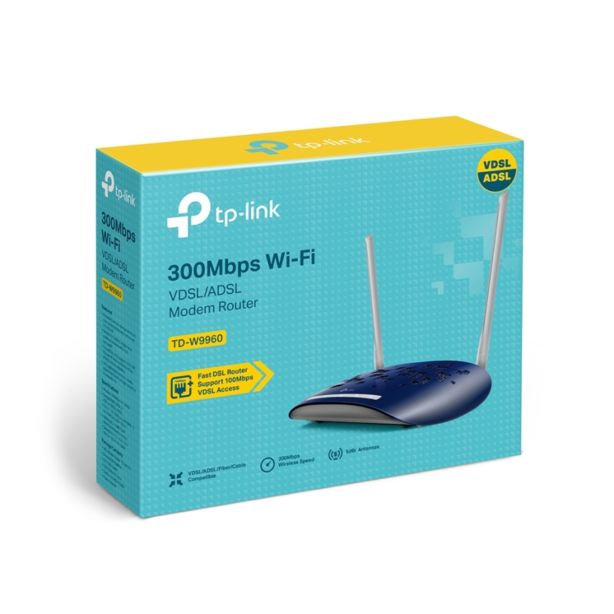 TP-Link - Modem e router VDSL/ADSL Wi-Fi N 300 Mbps TD-W9960