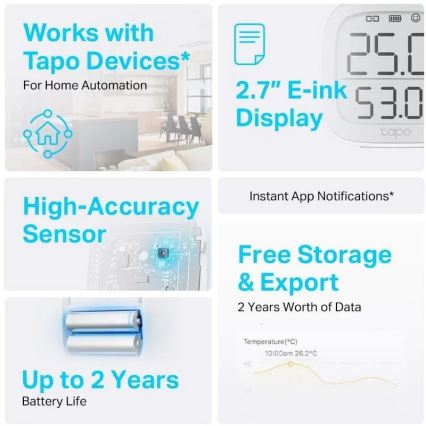 TP-Link - Monitor inteligente para medição de temperatura e humidade 2xAAA