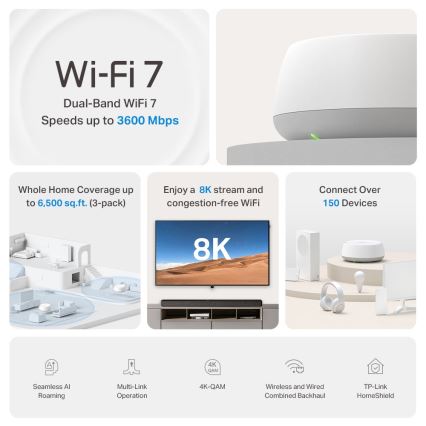 TP-Link - Pack com 2 sistemas mesh Wi-Fi 7 para toda a casa Deco BE22