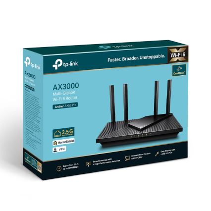 TP-Link - Router Wi-Fi 6 multigigabit de banda dupla com porta 2,5G
