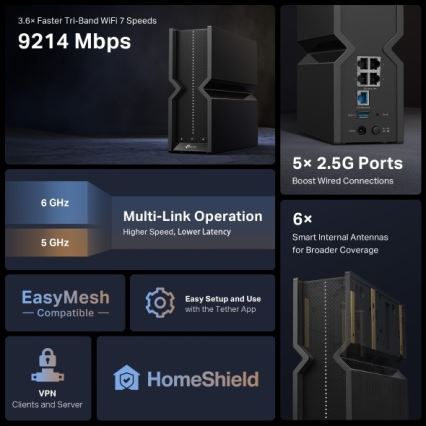 TP-Link - Router Wi‑Fi 7 tribanda Archer BE550