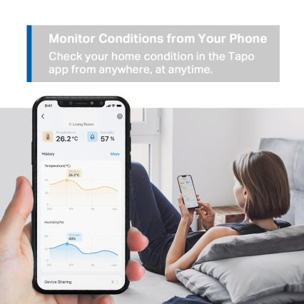 TP-Link - Sensor inteligente para medição de temperatura e humidade 1xCR2450 Wi-Fi