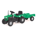 Trator a pedal com um carrinho preto/verde
