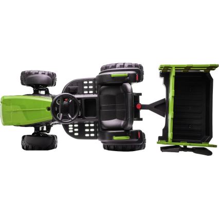 Trator elétrico com carrinho 2x30W/7000 mAh preto/verde + controlo remoto