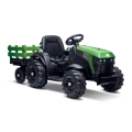 Trator elétrico com carrinho 2x30W/7000 mAh preto/verde + controlo remoto