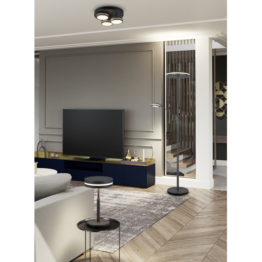 Trio - Luminária de teto LED dimável FRANKLIN 3xLED/8,5W/230V 3000K diâmetro 35 cm preta