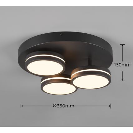 Trio - Luminária de teto LED dimável FRANKLIN 3xLED/8,5W/230V 3000K diâmetro 35 cm preta