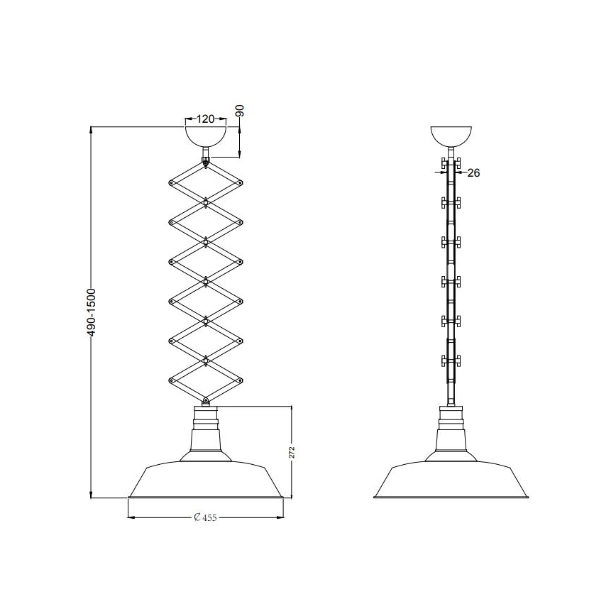 Trio - Candelabro de altura ajustável DETROIT 1xE27/42W/230V