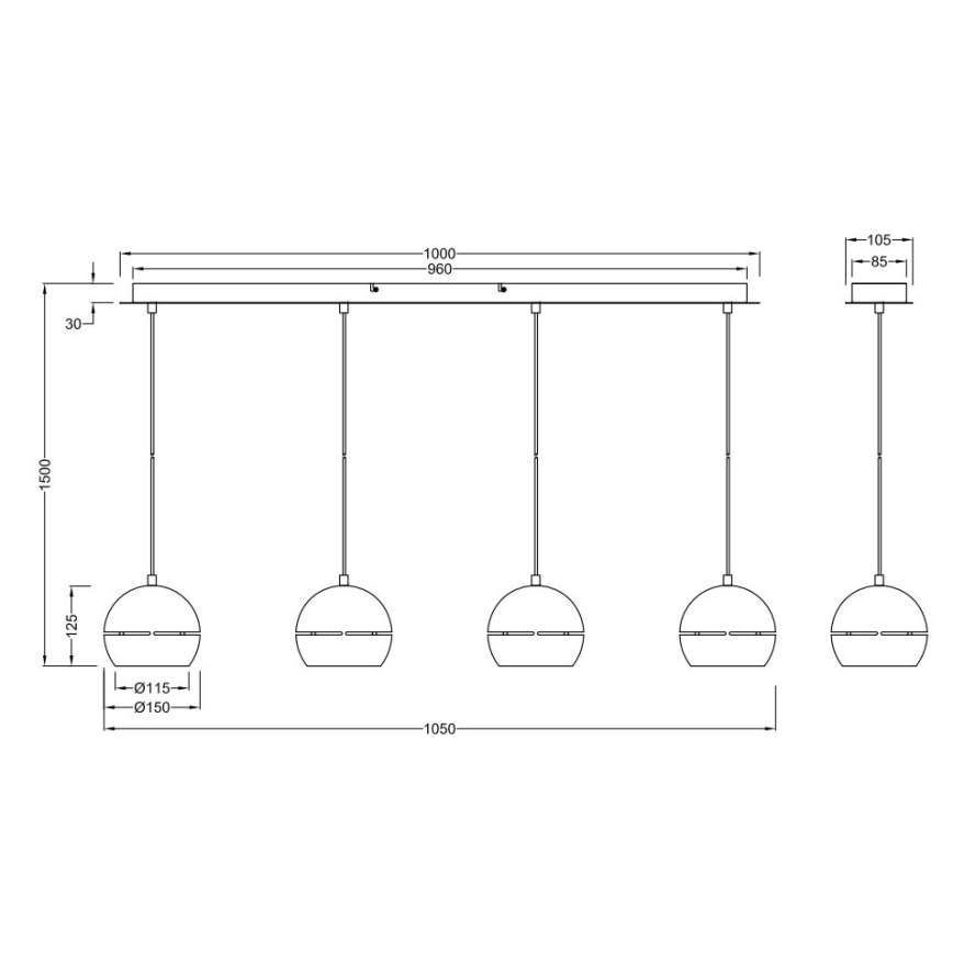Trio - Candelabro suspenso FLETCHER 4xE14/40W/230V latão
