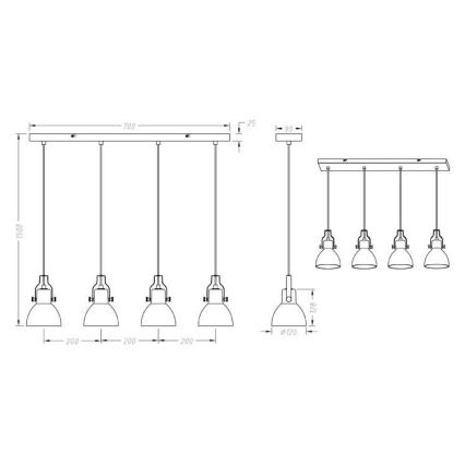Trio - Candelabro suspenso GINELLI 4xE14/28W/230V