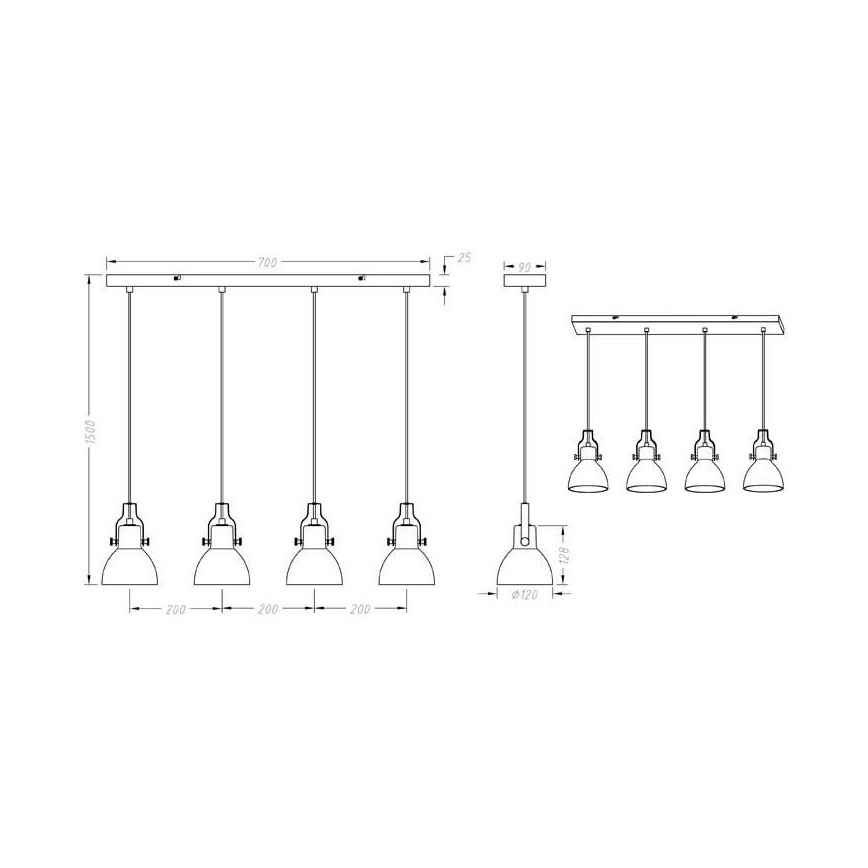 Trio - Candelabro suspenso GINELLI 4xE14/28W/230V