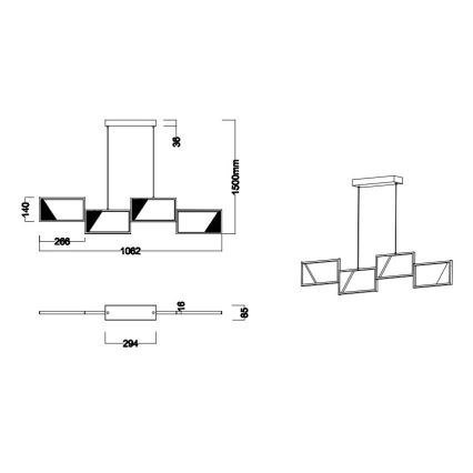 Trio - Candelabro suspenso LED com regulação CAFU 4xLED/7W/230V