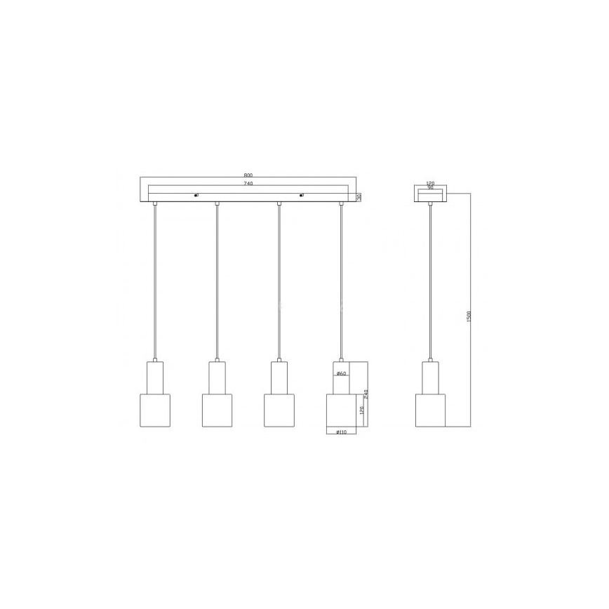 Trio - Candelabro suspenso WAILER 4xGU10/5W/230V cinzento