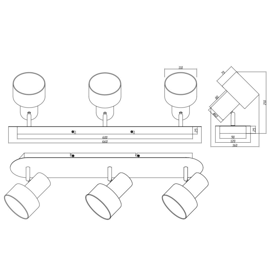 Trio - Foco WAILER 3xGU10/5W/230V preto