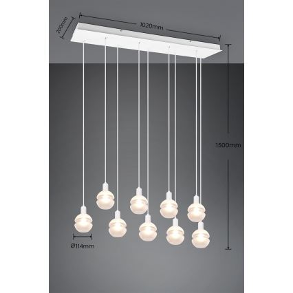 Trio - Lustre suspenso com cabo MELA 9xE14/25W/230V branco