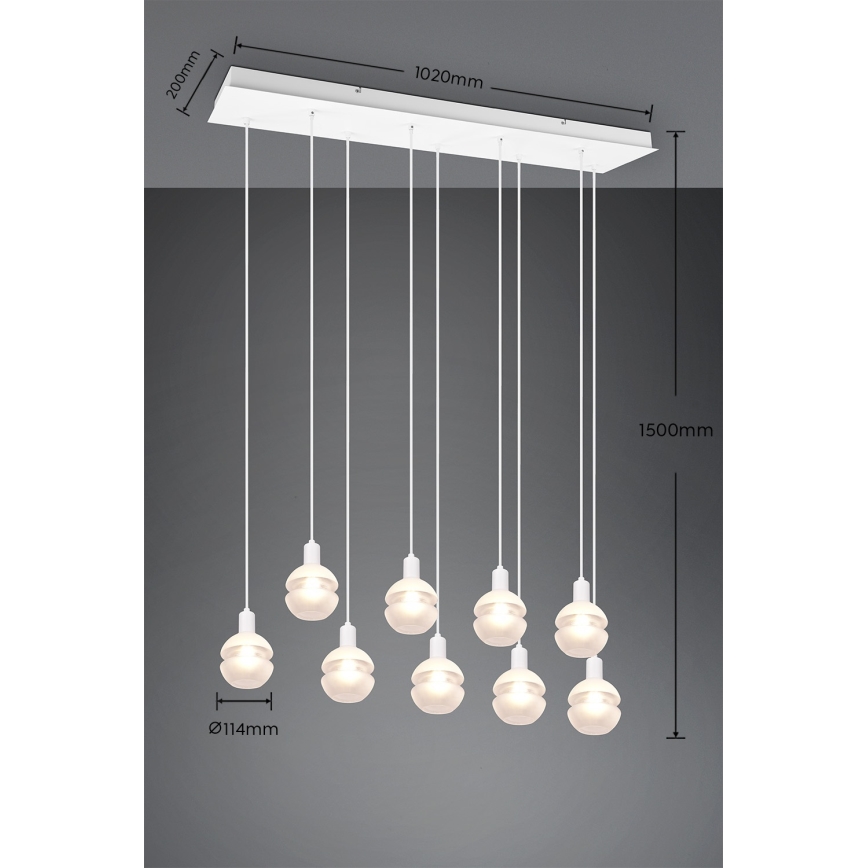 Trio - Lustre suspenso com cabo MELA 9xE14/25W/230V branco