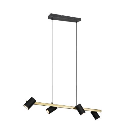 Trio - Lustre suspenso em cabo MARLEY 4xGU10/35W/230V preto/dourado