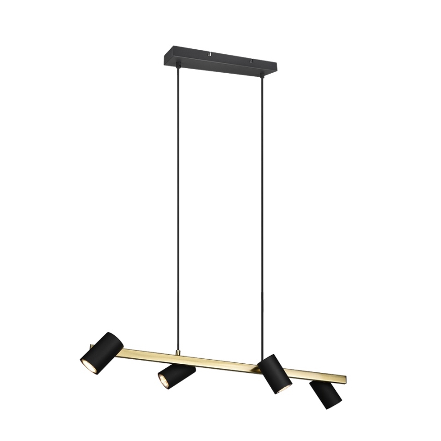 Trio - Lustre suspenso em cabo MARLEY 4xGU10/35W/230V preto/dourado