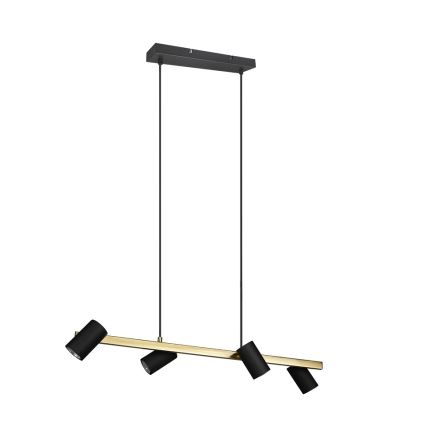 Trio - Lustre suspenso em cabo MARLEY 4xGU10/35W/230V preto/dourado