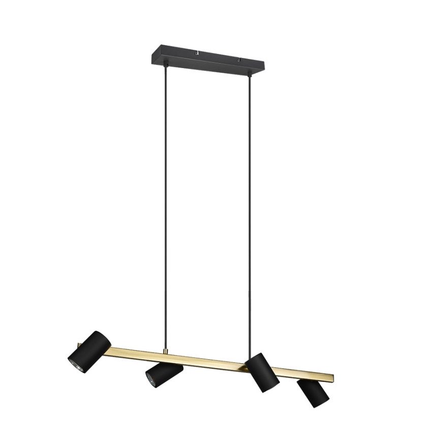 Trio - Lustre suspenso em cabo MARLEY 4xGU10/35W/230V preto/dourado