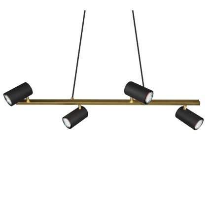 Trio - Lustre suspenso em cabo MARLEY 4xGU10/35W/230V preto/dourado