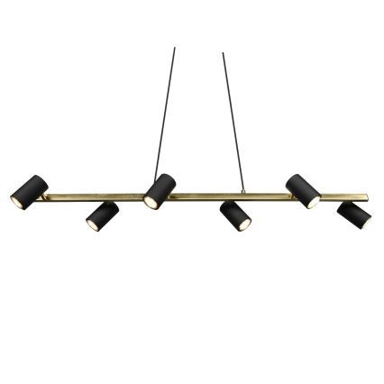 Trio - Lustre suspenso por cabo MARLEY 6xGU10/35W/230V preto/dourado