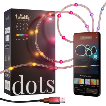 Twinkly - Cordão de luzes de Natal DOTS LED RGB dimerizável 60 LEDs 7 m USB Wi-Fi