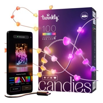 Twinkly - Cordão de luzes LED RGB dimerizável CANDIES 100xLED 8 m USB Wi-Fi