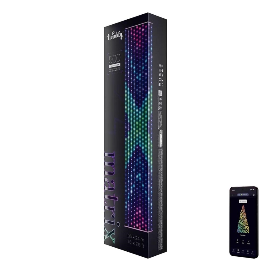 Twinkly - Cortina de Natal LED RGB regulável MATRIX 500xLED 0,5x2,4 m Wi-Fi