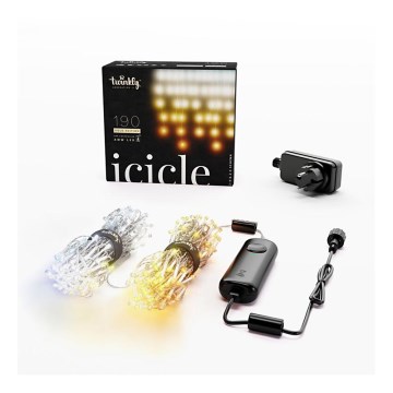 Twinkly - LED Regulação exterior Cortina de Natal ICICLE 190xLED 11,5m IP44 Wi-Fi