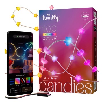 Twinkly - LED RGB Cordão de luzes de Natal regulável CANDIES 100xLED 8 m USB Wi-Fi