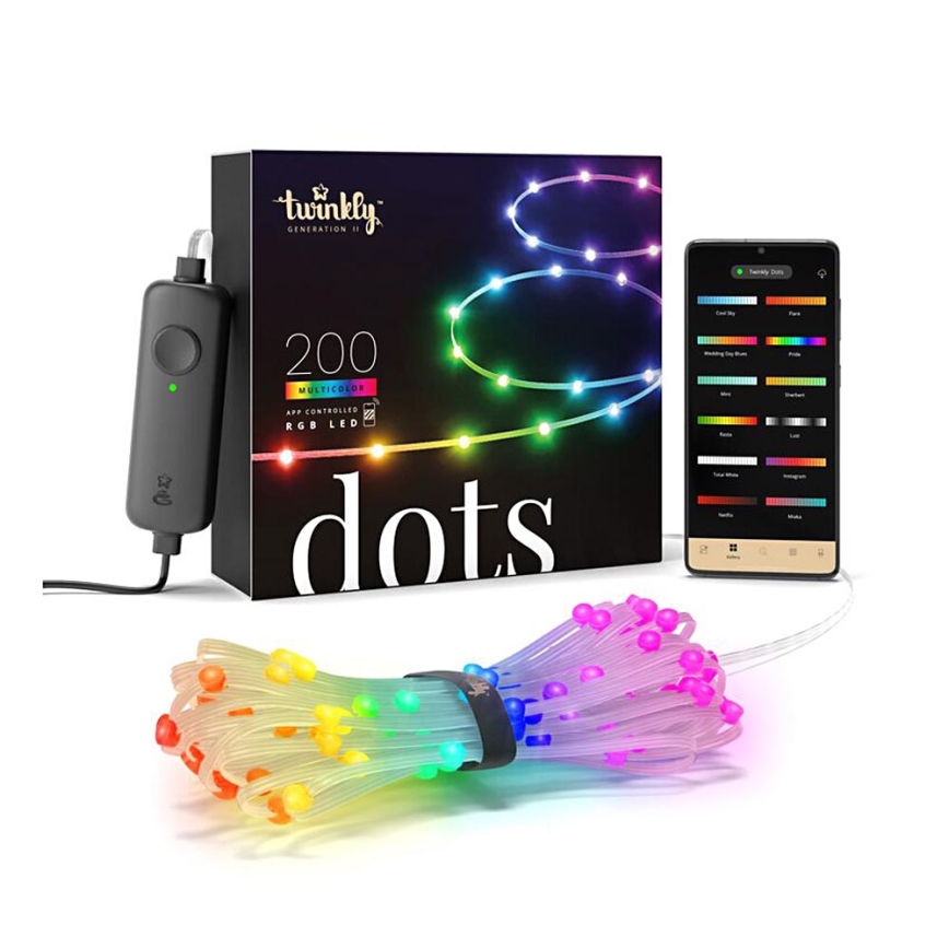 Twinkly - LED RGB Exterior regulação tira DOTS 200xLED 10 m IP44 Wi-Fi