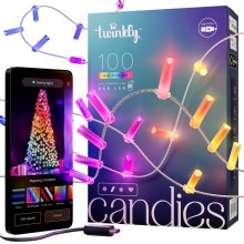 Twinkly - LED RGB Regulação Corrente de Natal CANDIES 100xLED 8 m USB Wi-Fi
